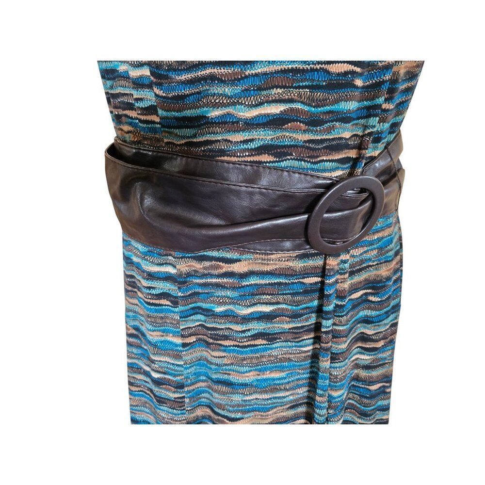 Multicolor Zebra Stripe Belted Dress boho jungle core Academia mob wife western - Picture 3 of 7